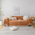 HANDONTIME Dark Orange Sofa Covers Couch Cover for Dogs Colorful Tassel Sofa Seat Cover Lovetseat Covers Pet Couch Cover Bohemian Sofa Cover for Couch Vintage Boho Couch Covers Futon Cover, 71" X134"