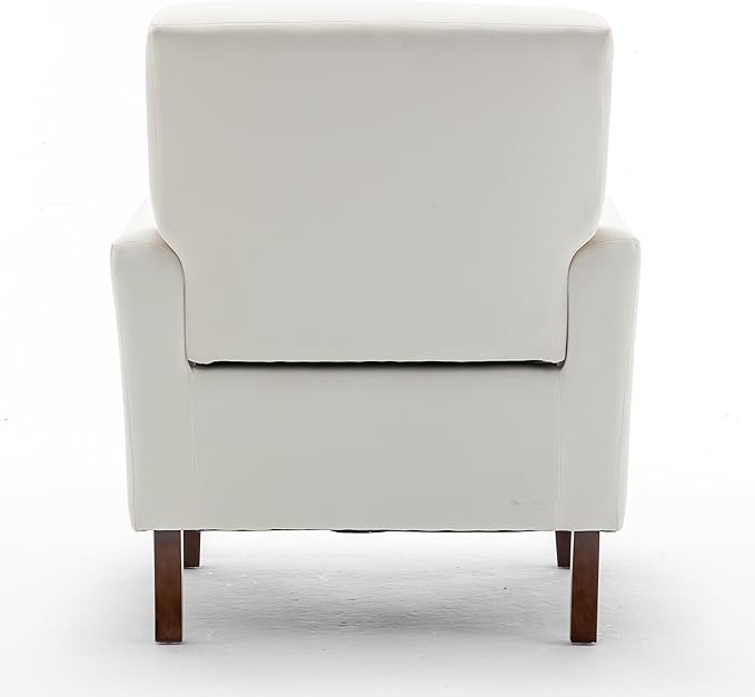 Container Furniture Direct Contemporary Accent Arm Chair with Birch Wood Frame and Velvet Upholstery, Armchair for Office and Living Room Decor, Removable Cushions, Beige