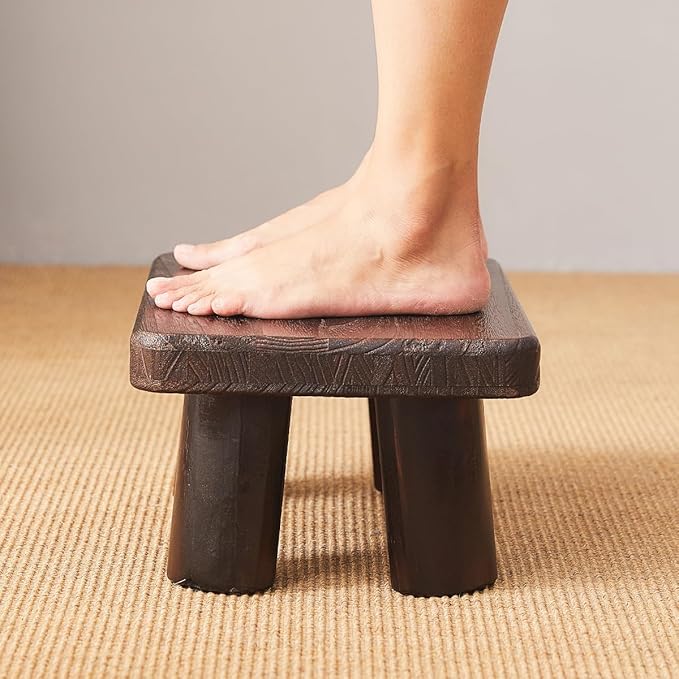 Wood Stool & Bench - Kids, Small, Kitchen Step, Wooden Steps & Plant Stand (14.2"x10.2"x7.1")