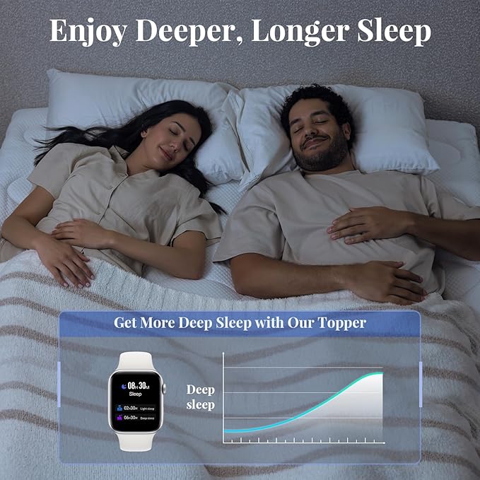 OhGeni Cooling 4 inch Dual Layer King Mattress Topper, 2 inch Cooling Gel Memory Foam, 2 inch Down Alternative Pillow Top Pad, Mattresses Cover for Bed, Medium Support, Fits 6”-19” Deep Pocket