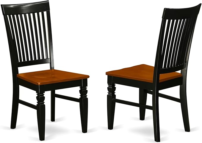 East West Furniture QUWE9-BCH-W 9 Piece Dining Room Table Set Includes a Rectangle Wooden Table with Butterfly Leaf and 8 Kitchen Dining Chairs, 40x78 Inch, Black & Cherry