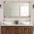 YOSHOOT Rustic Wooden Framed Wall Mirror, Natural Wood Bathroom Vanity Mirror for Farmhouse Decor, Vertical or Horizontal Hanging, 60" x 30", Grey