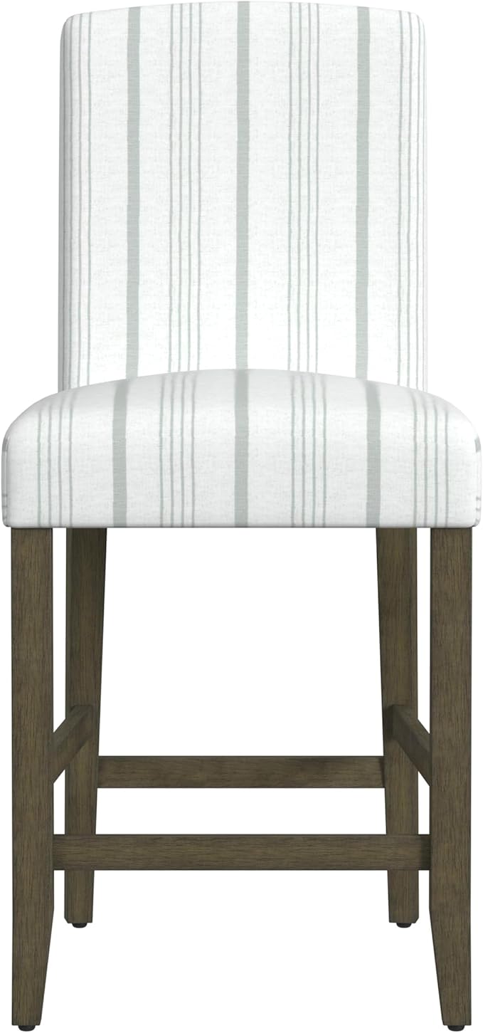 HomePop Curved Back 24" Barstool - Dove Gray Stripe