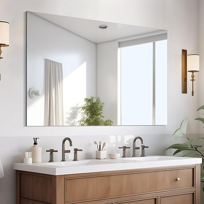 Frameless Mirror, 30x40 Inch Rectangle Bathroom Mirrors for Wall, Upgraded Shatterproof Large Vanity Mirror Over Sink with Polished Edge for Bathroom, Bedroom, Living Room and Entryway