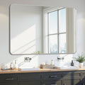 Bathroom Mirror 55" x 36", Large Rectangle Wall Mirror, Silver Metal Frame Wall Mounted Mirrors for Bathroom, Vanity, Bedroom, Entryway Decor(Horizontal/Vertical)