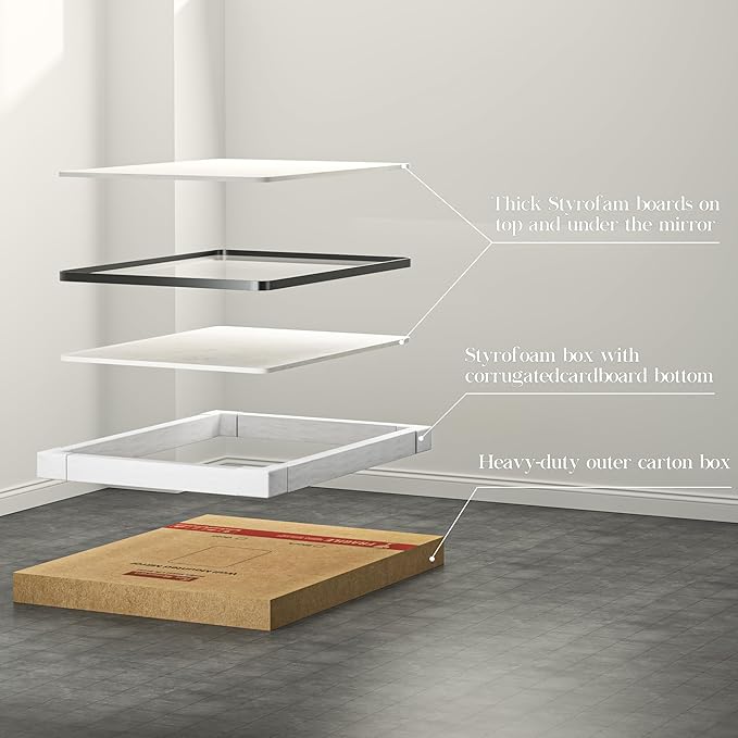 30×30 Black Bathroom Mirror, Rectangular Bathroom Vanity Mirror for Wall with Rounded Corners & Aluminum Alloy Frame, Tempered-Glass, Modern, Farmhouse, Horizontal/Vertical, Entryway, Bedroom