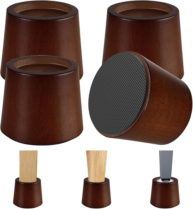 Wooden Furniture Bed Risers - 3 Inch Circle Heavy Duty Furniture Height Extenders Lifts for Sofa Couch Desk Chair Table Base Raising Space, Convenient Store and Cleaning, Pack of 4