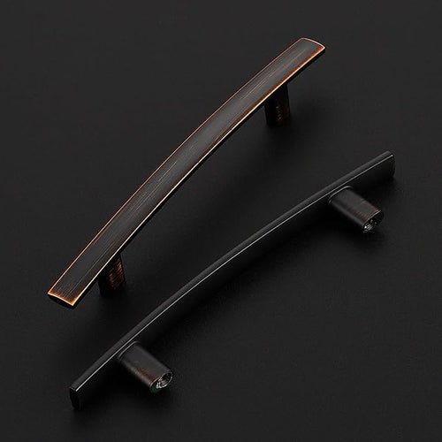 10 Pack Cabinet Handles 4" Hole Center - Curved Cabinet Pulls Oil Rubbed Bronze Drawer Pulls for Kitchen Cupboard Solid Hardware for Dresser Drawer Arch Hardware