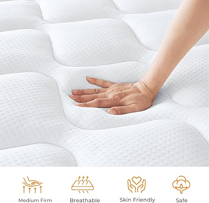 Full Size Mattress 10 Inch, Hybrid Full Mattress in a Box, Full Bed Mattress with Individual Pocket Springs and Pressure-Relieving Memory Foam, Breathable, Medium Firm Mattress 75"x54"x10"