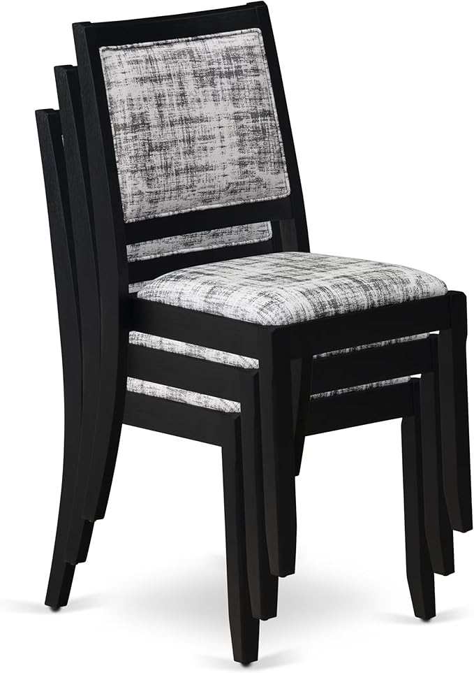 East West Furniture LGX29-BLK-30 -9 Piece Dining Set Includes a Rectangular Kitchen Table with Black Tabletop and 8 Stackable Polyester Fabric Chairs, Black