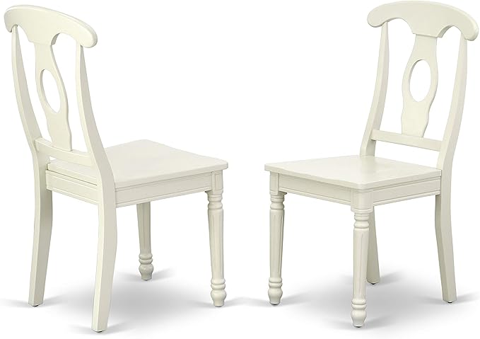 East West Furniture MZKE3-LWH-W 3 Piece Kitchen Table & Chairs Set Contains a Rectangle Dining Table with Dropleaf and 2 Dining Room Chairs, 36x54 Inch, Linen White