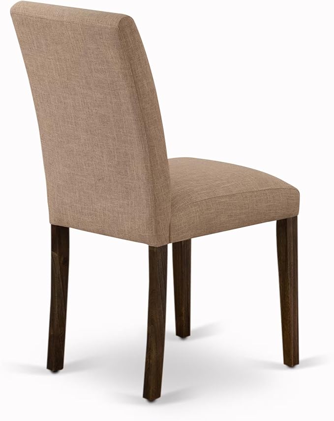 East West Furniture V727AB747-7 7 Piece Modern Dining Table Set Consist of a Rectangle Wooden Table with V-Legs and 6 Light Sable Linen Fabric Parson Dining Chairs, 40x72 Inch, Multi-Color