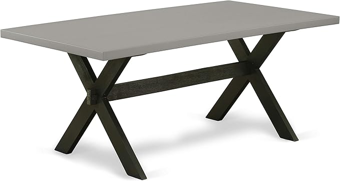 East West Furniture X697EL635-5 5 Piece Dining Set Includes a Rectangle Dining Room Table with X-Legs and 4 Doeskin Linen Fabric Upholstered Parson Chairs, 40x72 Inch, Multi-Color