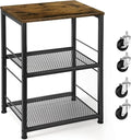 OYEAL Small Nightstand Industrial Square End Table with Storage Shelf Farmhouse Sofa Side Table for Small Spaces, Narrow Bedside Table for Living Room Bedroom, Stable Metal Frame, Rustic Brown