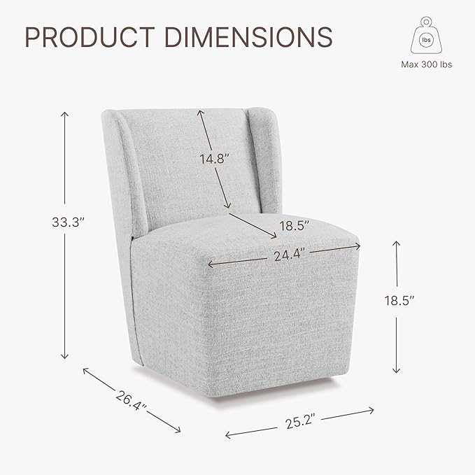Dining Chairs with Casters Require Assembly Upholstered Wingback Single Sofa Armless Deskchair for Bedroom Waiting Room Kitchen Diningroom