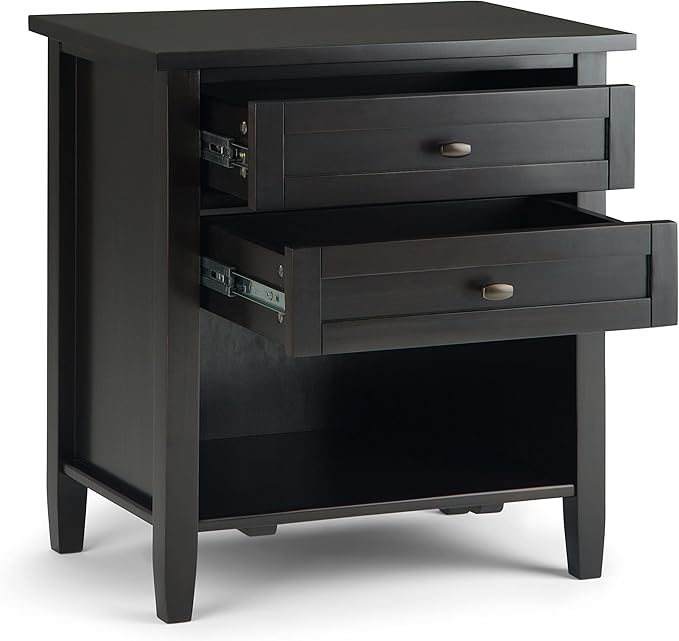 SIMPLIHOME Warm Shaker SOLID WOOD 24 Inch Wide Transitional Bedside Nightstand Table in Hickory Brown, For the Living Room and Bedroom
