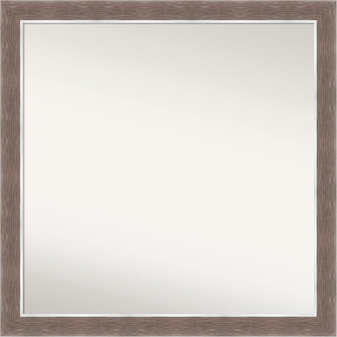 Amanti Art Brown Bathroom Mirror for Over Sink, 30x30 Noble Mocha Square Vanity Mirror, Large Casual Frame, Hangs Horizonally and Vertically, Bathroom Wall Decor, Non-Beveled Edge from WI, USA
