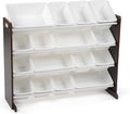 Humble Crew Supersized Toy Storage Organizer with 16 Removable Bins, Espresso/White – Large Toy Storage for Toddlers Ideal for Kids' Rooms, Playrooms, and Nurseries - Modern Toy Bins for Kids