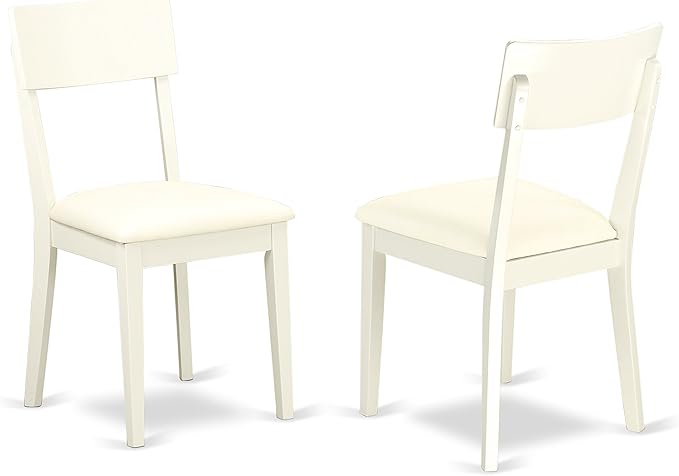 East West Furniture VAAD5-LWH-LC 5 Piece Dining Room Furniture Set Includes an Oval Kitchen Table with Butterfly Leaf and 4 Faux Leather Upholstered Dining Chairs, 40x76 Inch, Linen White