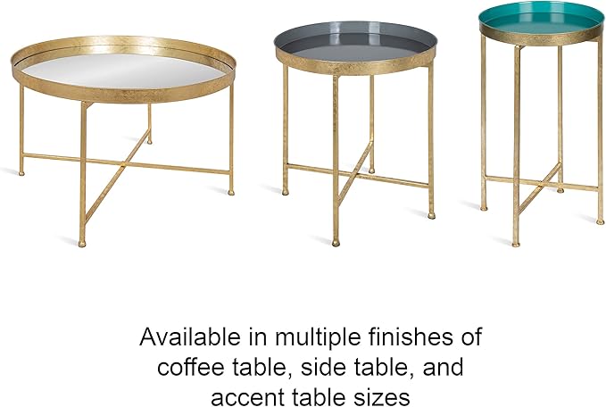 Kate and Laurel Celia Metal Foldable Round Accent Table, 18.25" x 18.25" x 22", Navy Surface and Gold Frame, Modern Minimalist Design and Detachable Magnetic Tabletop