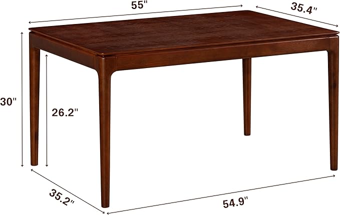 NTC Mingle 55 Inch Modern Design, Rectangular Dinner Table for Dining Room, Living Room Furniture, Effortless Assembly, Dark Walnut