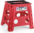Delxo Folding Step Stool,Non-Slip Stool 13 inch Height Premium Heavy Duty Foldable Stool,Kitchen Garden Bathroom Steppingstool 1 Pack in Red,Dotted Texture