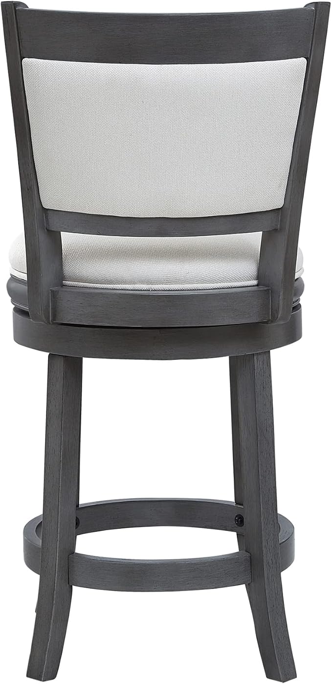 Ball & Cast Upholstered Swivel Counter Stools Kitchen Bar Stools 24" Seat Height Wooden Stool Chair, Cream White Set of 1