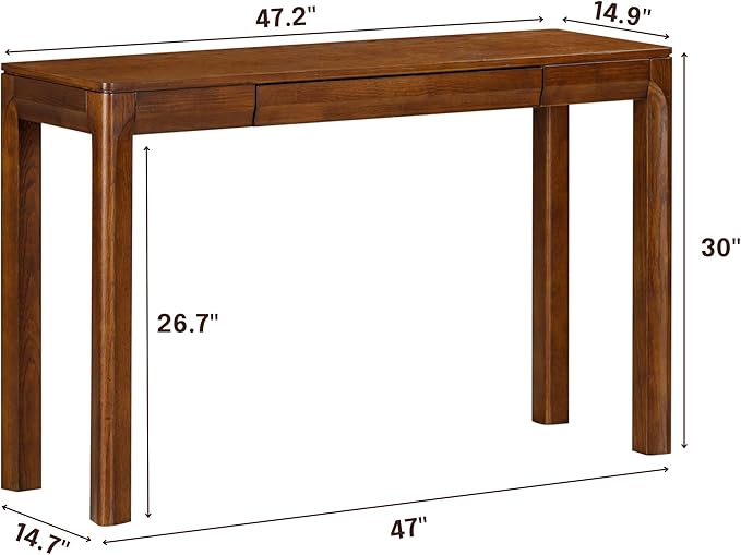 NTC Flow Modern Wooden Rectangle Console Table with Hidden Drawer – Waterproof & Heat Resistant, Dark Walnut