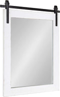 Kate and Laurel Cates Rustic Wall Mirror, 22" x 30", Coastal White, Farmhouse Barn Door-Inspired Wall Decor