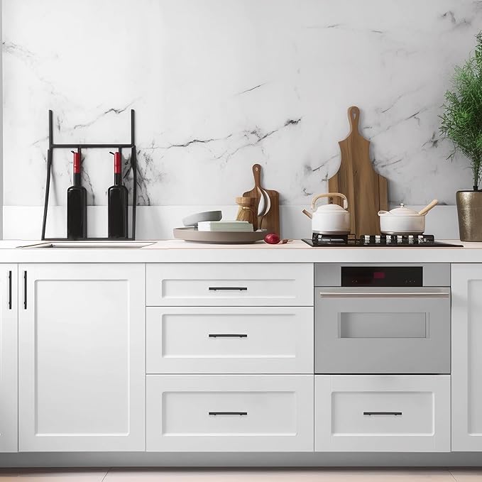 25 Pack Cabinet Handles 4" Hole Center - Curved Cabinet Pulls Black Drawer Pulls for Kitchen Cupboard Solid Hardware for Dresser Drawer Arch Hardware
