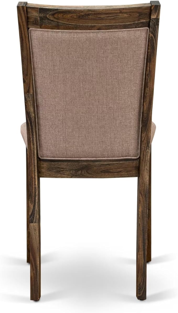East West Furniture V797MZ716-5 5 Piece Dining Set Includes a Rectangle Dining Room Table with V-Legs and 4 Dark Khaki Linen Fabric Upholstered Parson Chairs, 40x72 Inch, Multi-Color