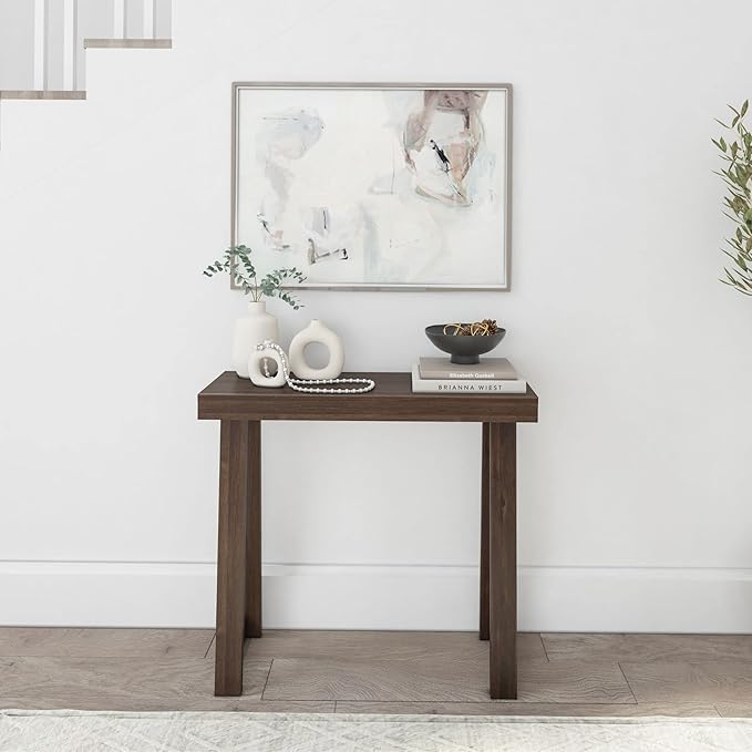 Plank+Beam Solid Wood Console Table, 36 Inch, Sofa Table, Narrow Entryway Table for Hallway, Behind The Couch, Living Room, Foyer, Easy Assembly, Walnut