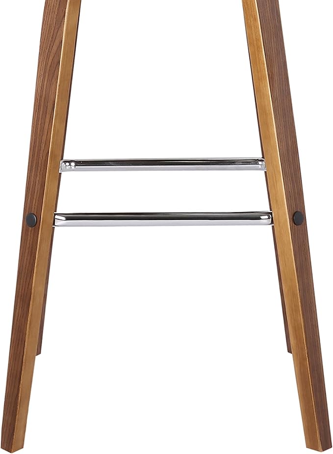 Armen Living Vienna 26" Swivel Counter Stool in Walnut Wood Finish with Brown Faux Leather - Set of 3