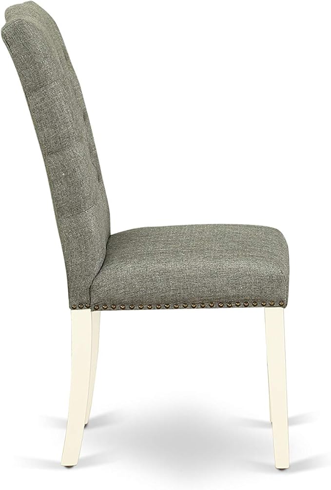 East West Furniture X097EL207-7 7 Piece Dining Room Table Set Consist of a Rectangle Kitchen Table with X-Legs and 6 Gray Linen Fabric Parson Dining Chairs, 40x72 Inch, Multi-Color