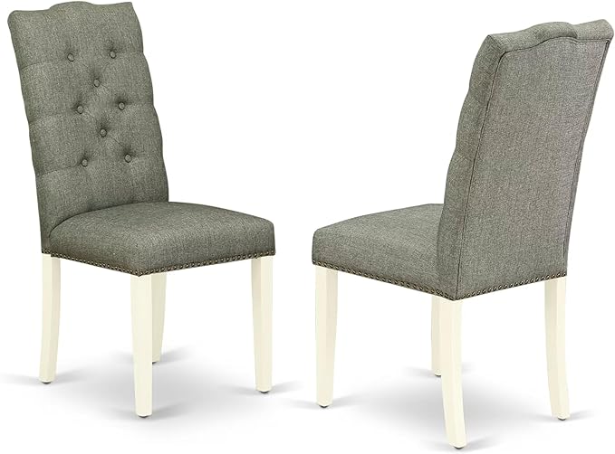 East West Furniture X027EL207-6 6 Piece Dining Set Contains a Rectangle Dining Room Table with X-Legs and 4 Gray Linen Fabric Parson Chairs with a Bench, 40x72 Inch, Multi-Color