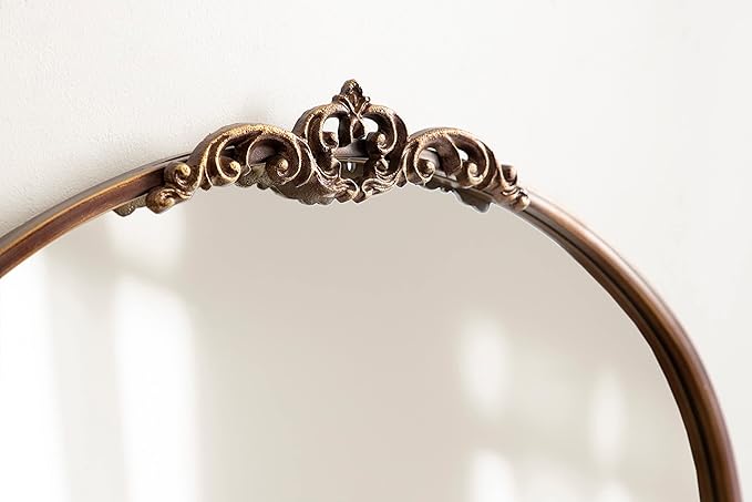 Kate and Laurel Myrcelle Traditional Arched Mirror; 25 x 33; Bronze; Decorative Vintage Arch Mirror with Ornate Garland Detailing Along The Crown and Edges of The Frame