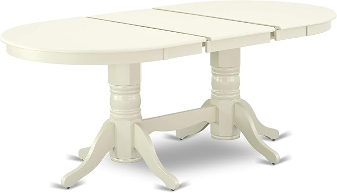 East West Furniture VABO9-LWH-W 9 Piece Modern Dining Table Set Includes an Oval Wooden Table with Butterfly Leaf and 8 Kitchen Dining Chairs, 40x76 Inch, Linen White