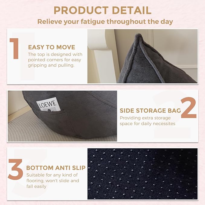 BYBYME Bean Bag Chairs Sherpa Lazy Sofa, Giant Beanbag Chairs for Adults, Teenagers with Stuffed High Density Foam Filling, Comfy Chair for Living Room, Bedroom
