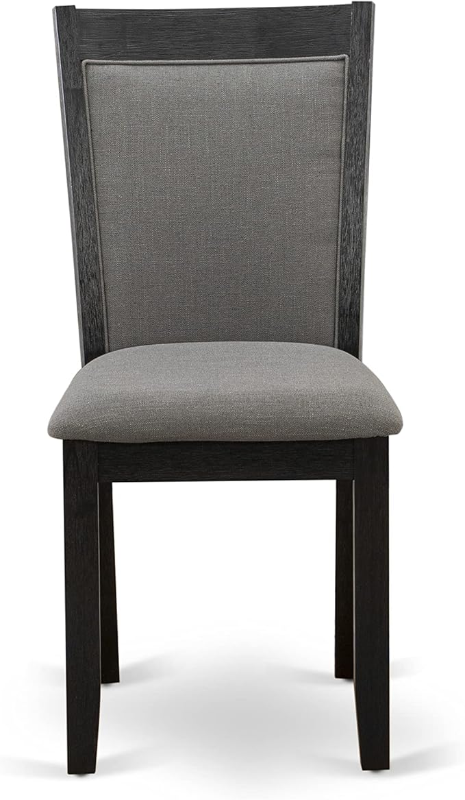 East West Furniture X677MZ650-9 9 Piece Dining Set Includes a Rectangle Dining Room Table with X-Legs and 8 Dark Gotham Grey Linen Fabric Upholstered Chairs, 40x72 Inch, Multi-Color