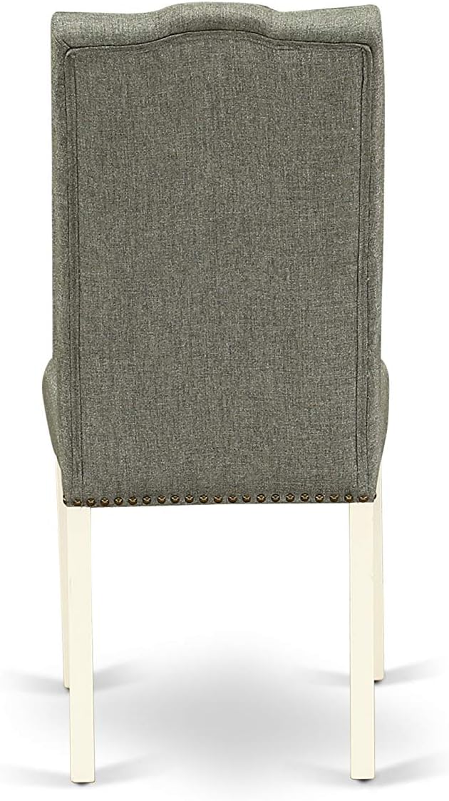 East West Furniture CAEL7-LWH-07 7 Piece Modern Dining Table Set Consist of a Rectangle Wooden Table and 6 Gray Linen Fabric Upholstered Chairs, 36x60 Inch, Linen White