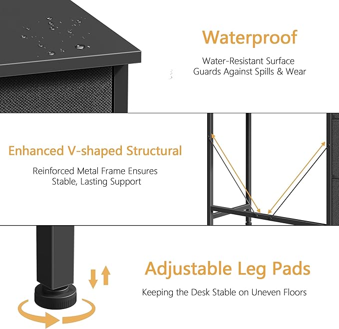 Small Computer Desk with 5 Fabric Drawers, 33 Inch Writing Desk for Home Office, Simple PC Desks for Small Place, Kids Girls Teen Study Table Vanity for Bedroom Dorm, Black