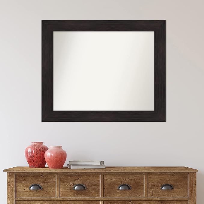 Amanti Art Silver Bathroom Mirror for Over Sink, 24x30 Florence Silver Rectangle Vanity Mirror, Large Casual Frame, Hangs Horizonally and Vertically, Bathroom Wall Decor, Non-Beveled Edge from WI, USA
