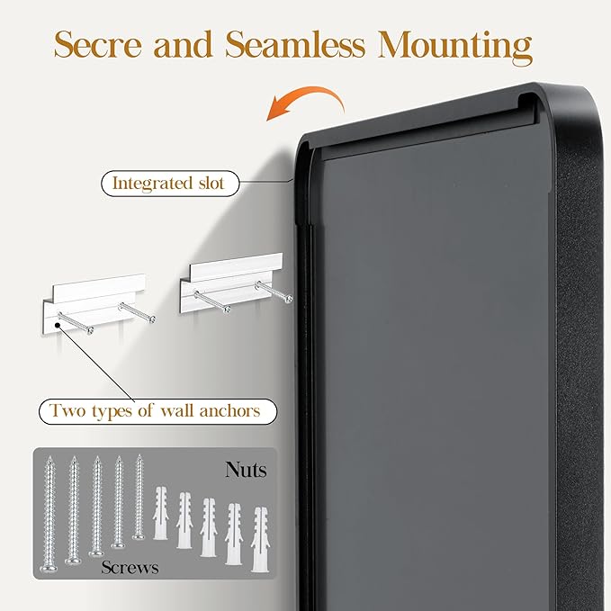 55×36 Black Bathroom Mirror, Rectangular Bathroom Vanity Mirror for Wall with Rounded Corners & Aluminum Alloy Frame, Tempered-Glass, Modern, Farmhouse, Horizontal/Vertical, Entryway, Bedroom