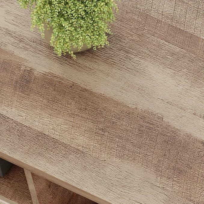 FATORRI Coffee Table for Living Room, Rustic Wood Center Table with Shelves, Farmhouse Rectangle Cocktail Tea Tables (Rustic Oak)