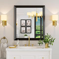 Amorho Black Bathroom Mirror, 36x32 Inch Thick Metal Framed Wall Mirrors for Over Sink, Bedroom, Living Room, Entryway, Rectangle Wall-Mounted Mirrors(Horizontal/Vertical).