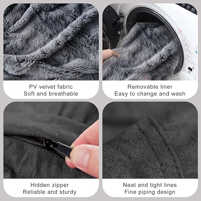 Giant Fur Bean Bag Chair Cover for Kids Adults, (No Filler) Living Room Furniture Big Round Soft Fluffy Faux Fur Beanbag Lazy Sofa Bed Cover (Snow Grey, 7FT)