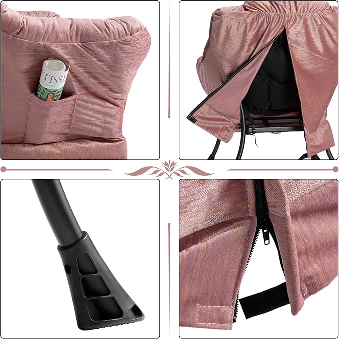 HollyHOME Modern Fabric Large Lazy Chair, Accent Oversized Comfy Reading Chair with Armrest, Thick Padded Cozy Lounge Sofa for Living Room, Bedroom, Dorm, Gilding Pink
