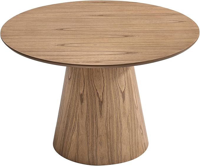 Wooden Kitchen Round Dining Table for 4-6, Round Kitchen Table with Circular Tabletop with Wood Pedestal Base, Rustic Farmhouse Furniture