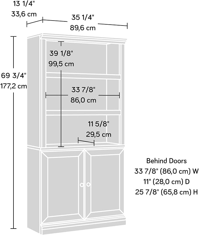 Sauder Miscellaneous Storage Bookcase with Doors, Adjustable Shelves, 5 Shelf Bookcase - Chalked Chestnut Finish