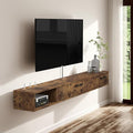 Pmnianhua Farmhouse Floating TV Stand with 2 Doors,47'' Under TV Shelf Floating,Wall Mounted TV Shelf,Rustic Floating TV Console for Under TV(Rustic Brown)